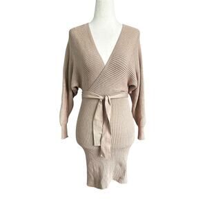 Shein Beige Knit Mini Sweater Dress Women's Size XS | 45-8-2